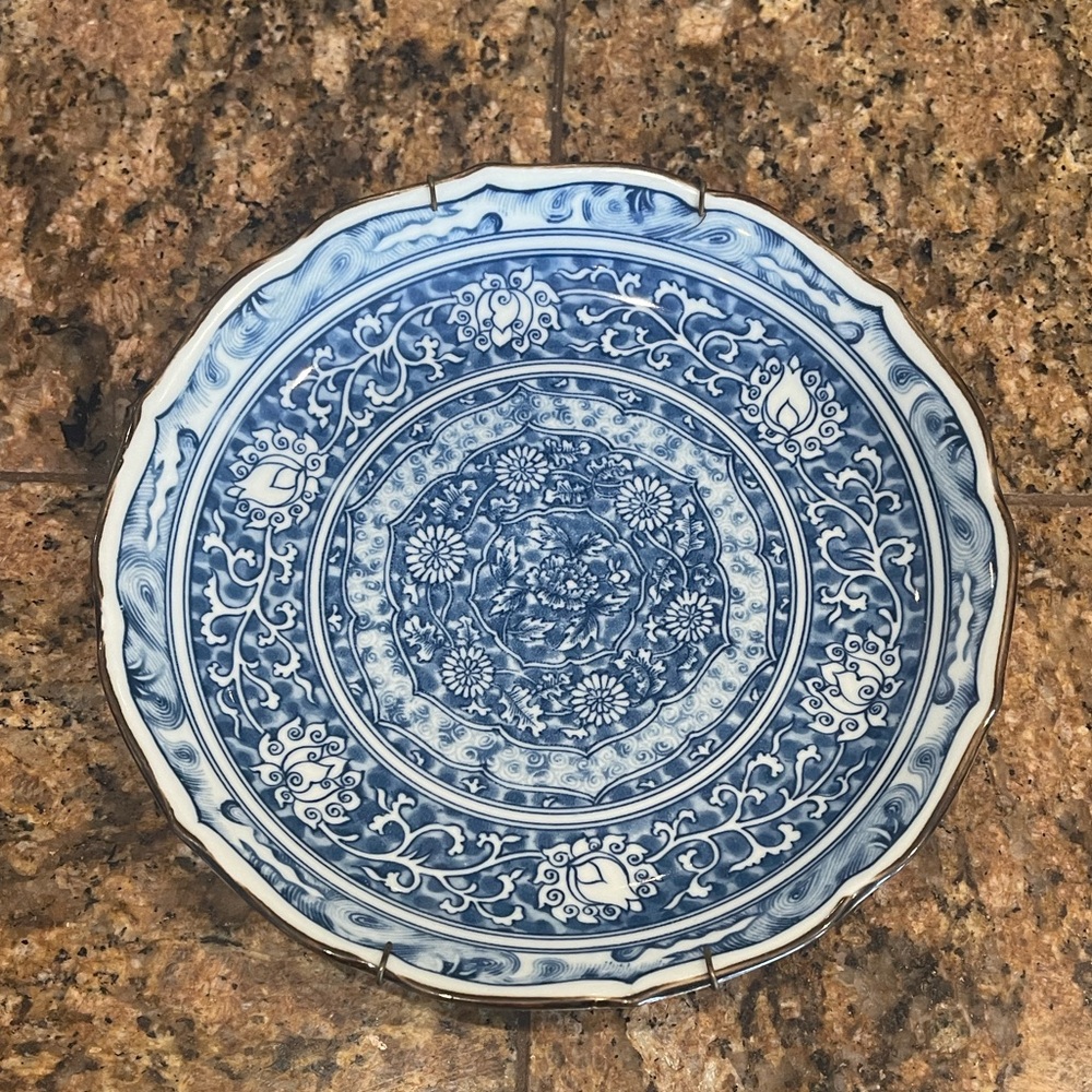 Andrea By Sadek Blue and White Dinner Plate